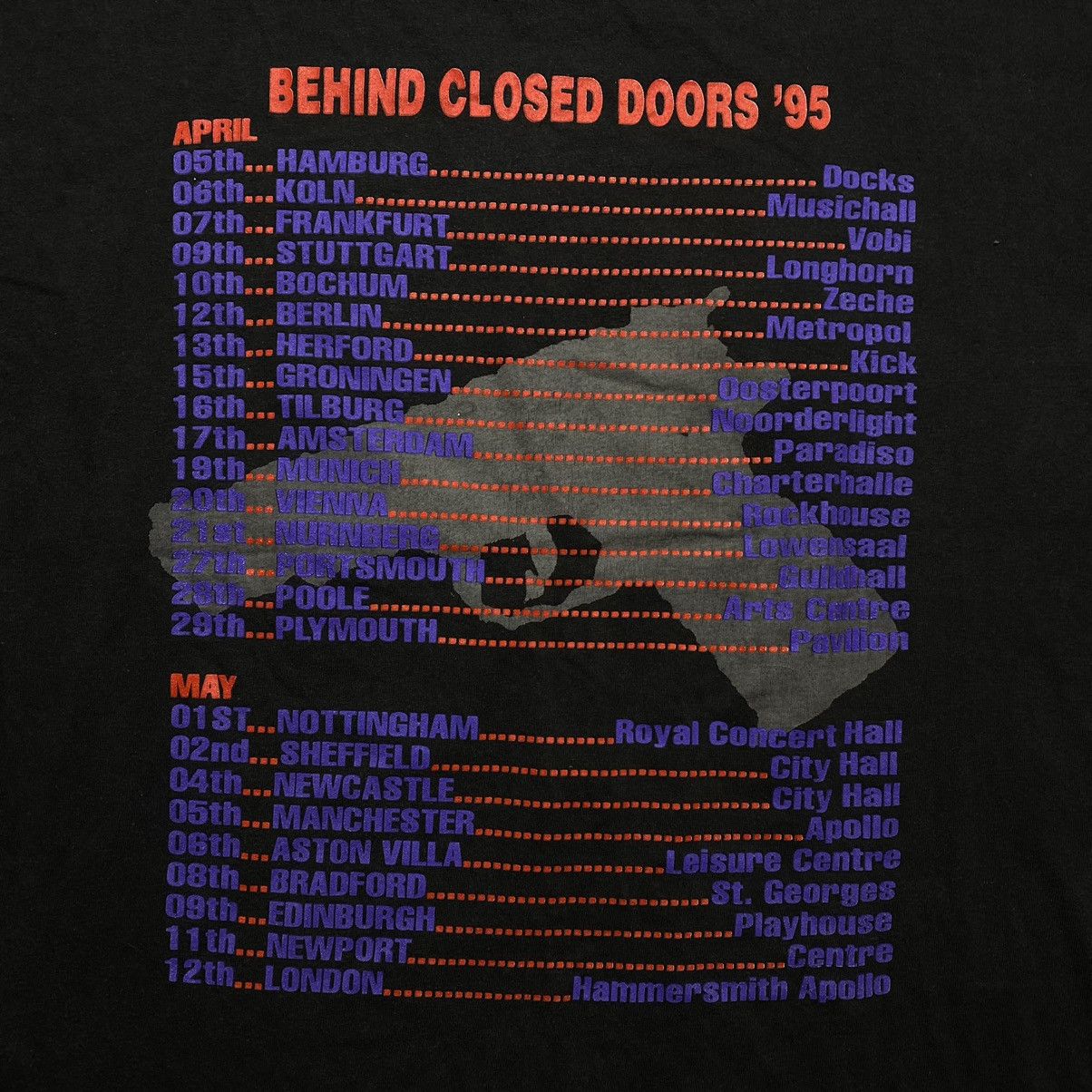Band Tees VINTAGE 1995 THUNDER TOUR BEHIND CLOSED DOORS TEE Size US L / EU 52-54 / 3 - 4 Thumbnail