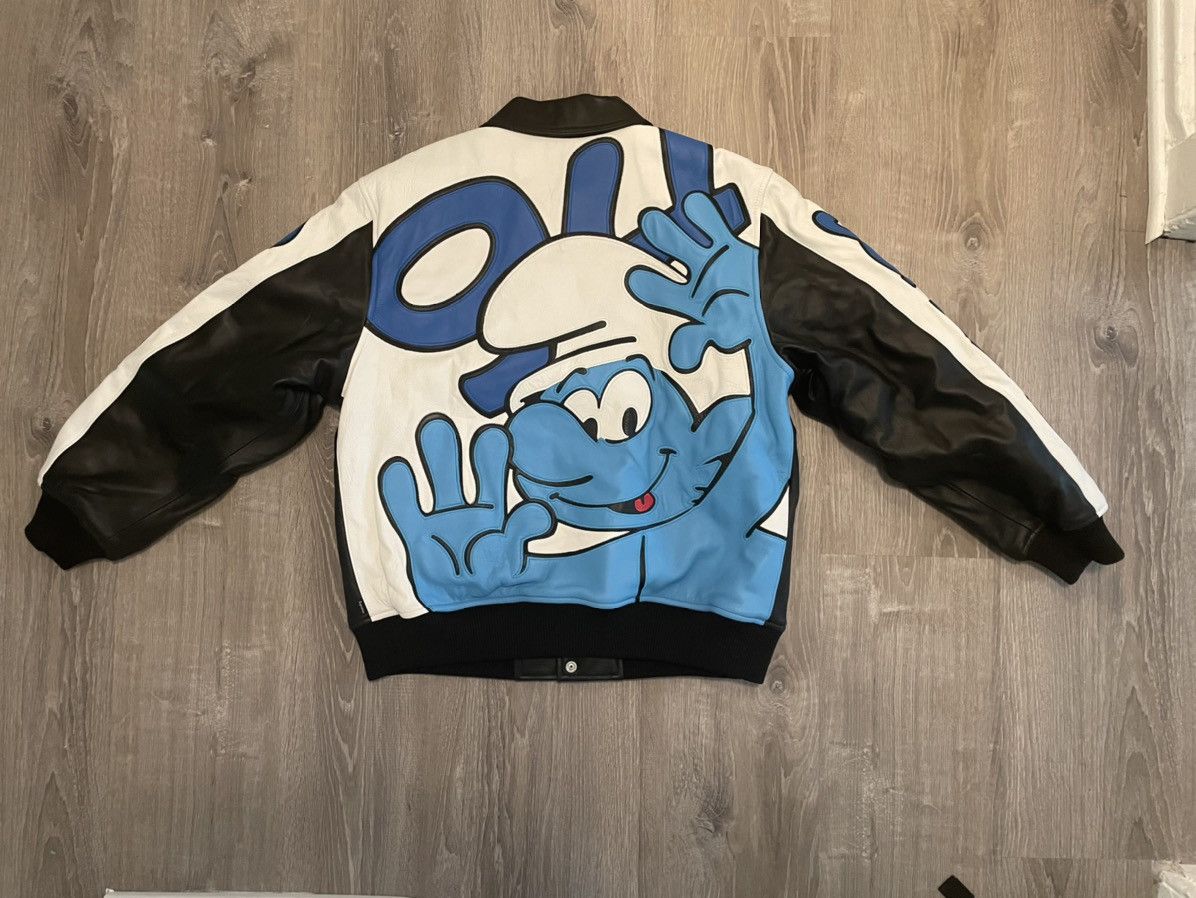 Supreme Supreme Smurf Leather Varsity Jacket | Grailed