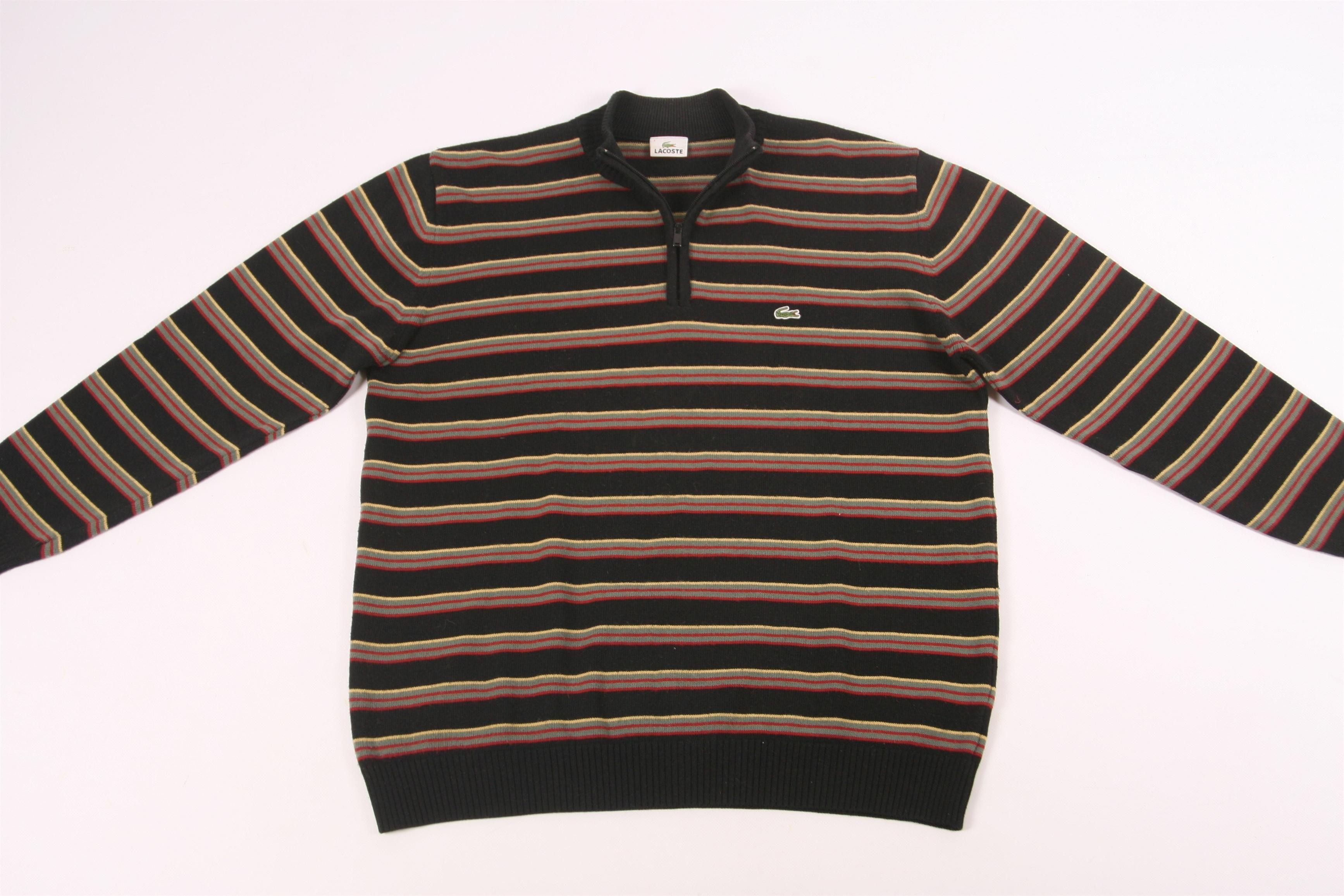 Lacoste 🔥 VTG 🔥 Lacoste 1/3 Zip Striped Blend Knit Sweater Size US XXL / EU 58 / 5 - 2 Thumbnail