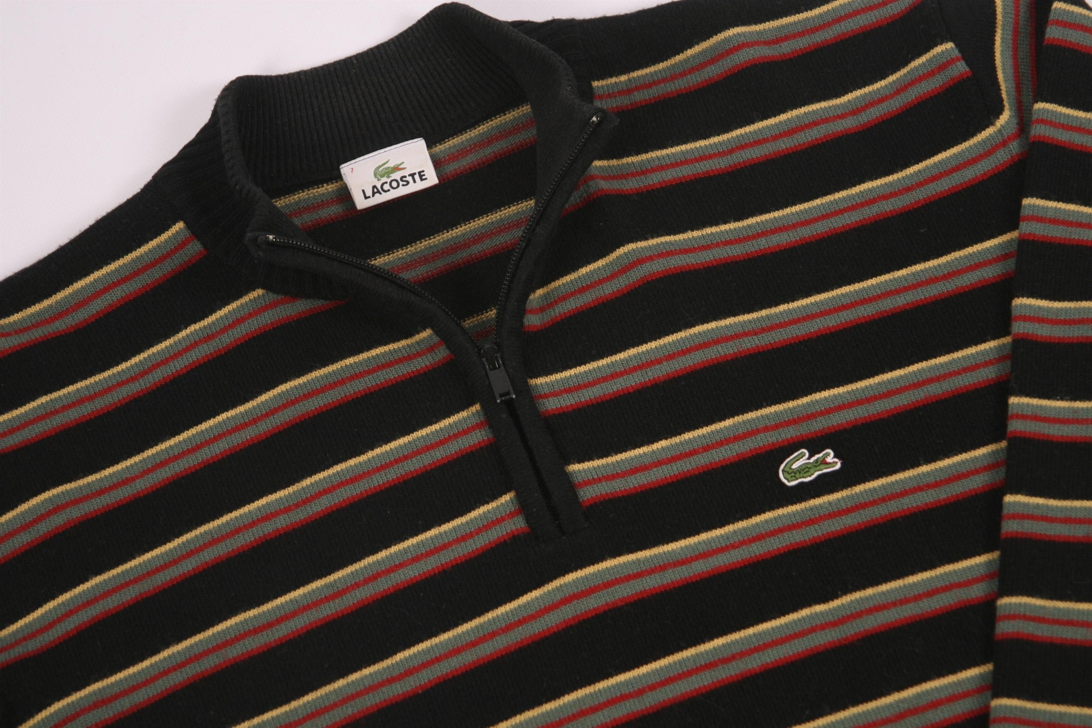 Lacoste 🔥 VTG 🔥 Lacoste 1/3 Zip Striped Blend Knit Sweater Size US XXL / EU 58 / 5 - 5 Thumbnail