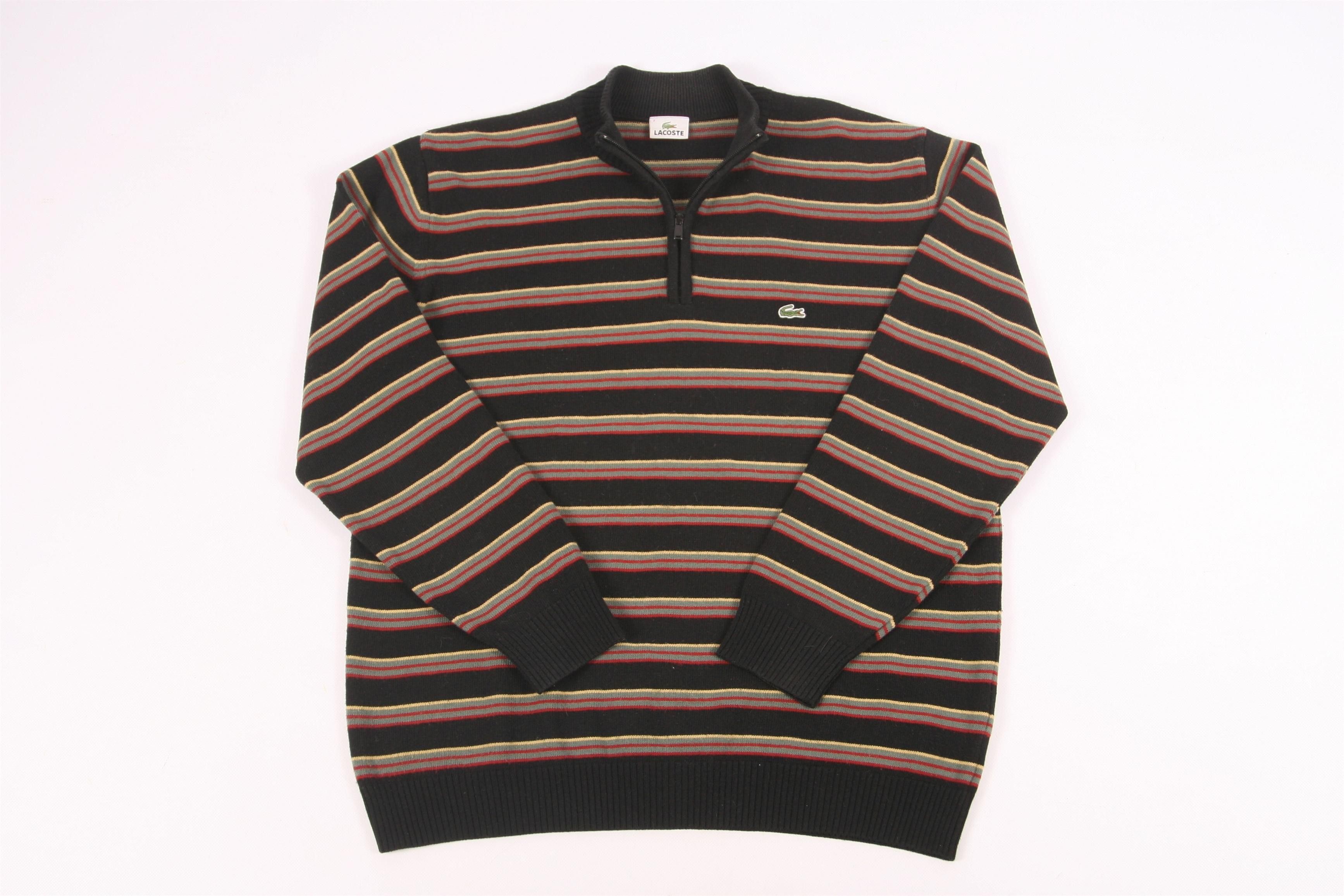 Lacoste 🔥 VTG 🔥 Lacoste 1/3 Zip Striped Blend Knit Sweater Size US XXL / EU 58 / 5 - 1 Thumbnail