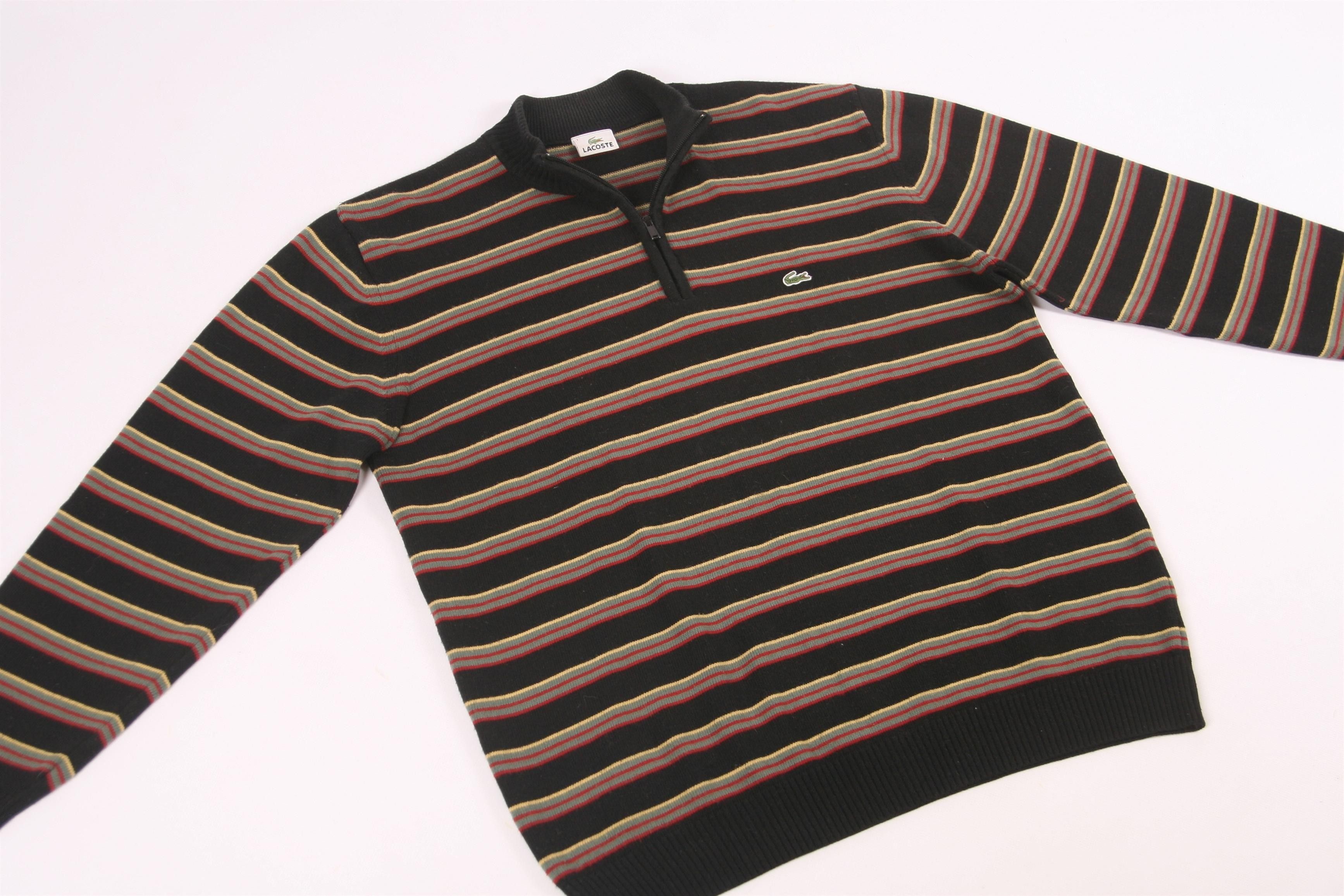 Lacoste 🔥 VTG 🔥 Lacoste 1/3 Zip Striped Blend Knit Sweater Size US XXL / EU 58 / 5 - 4 Thumbnail