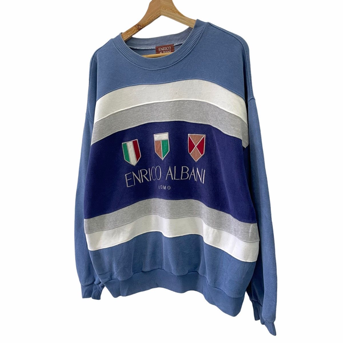 Designer × Vintage 💥 ENRICO ALBANI EMBROIDERED LOGO SPELLOUT SWEATSHIRT Size US L / EU 52-54 / 3 - 4 Thumbnail