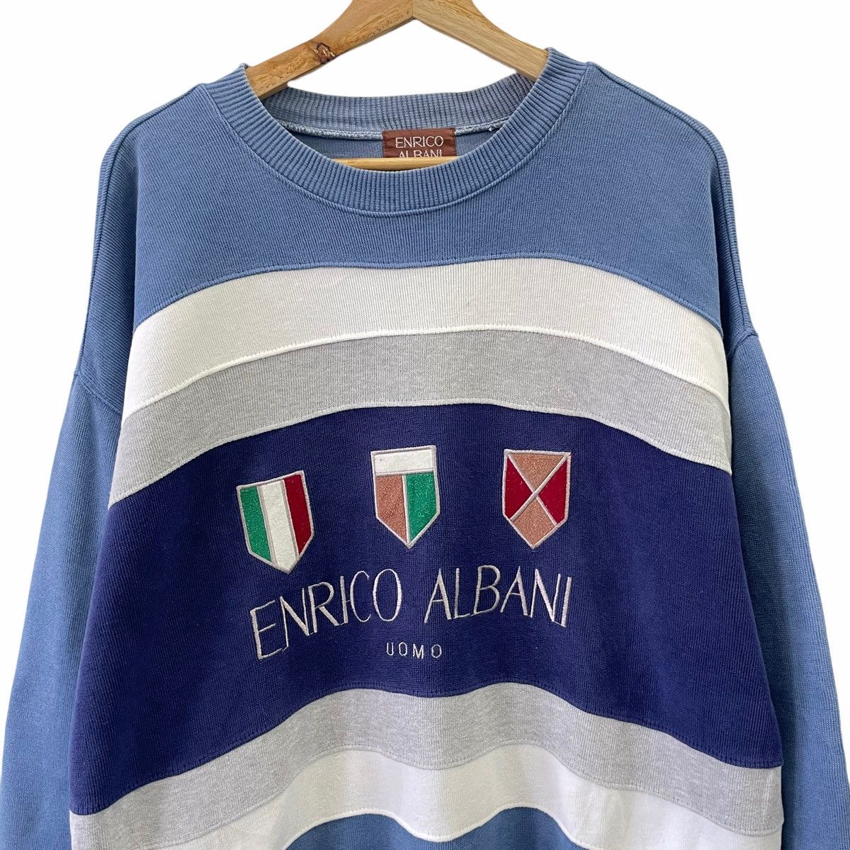 Designer × Vintage 💥 ENRICO ALBANI EMBROIDERED LOGO SPELLOUT SWEATSHIRT Size US L / EU 52-54 / 3 - 2 Thumbnail