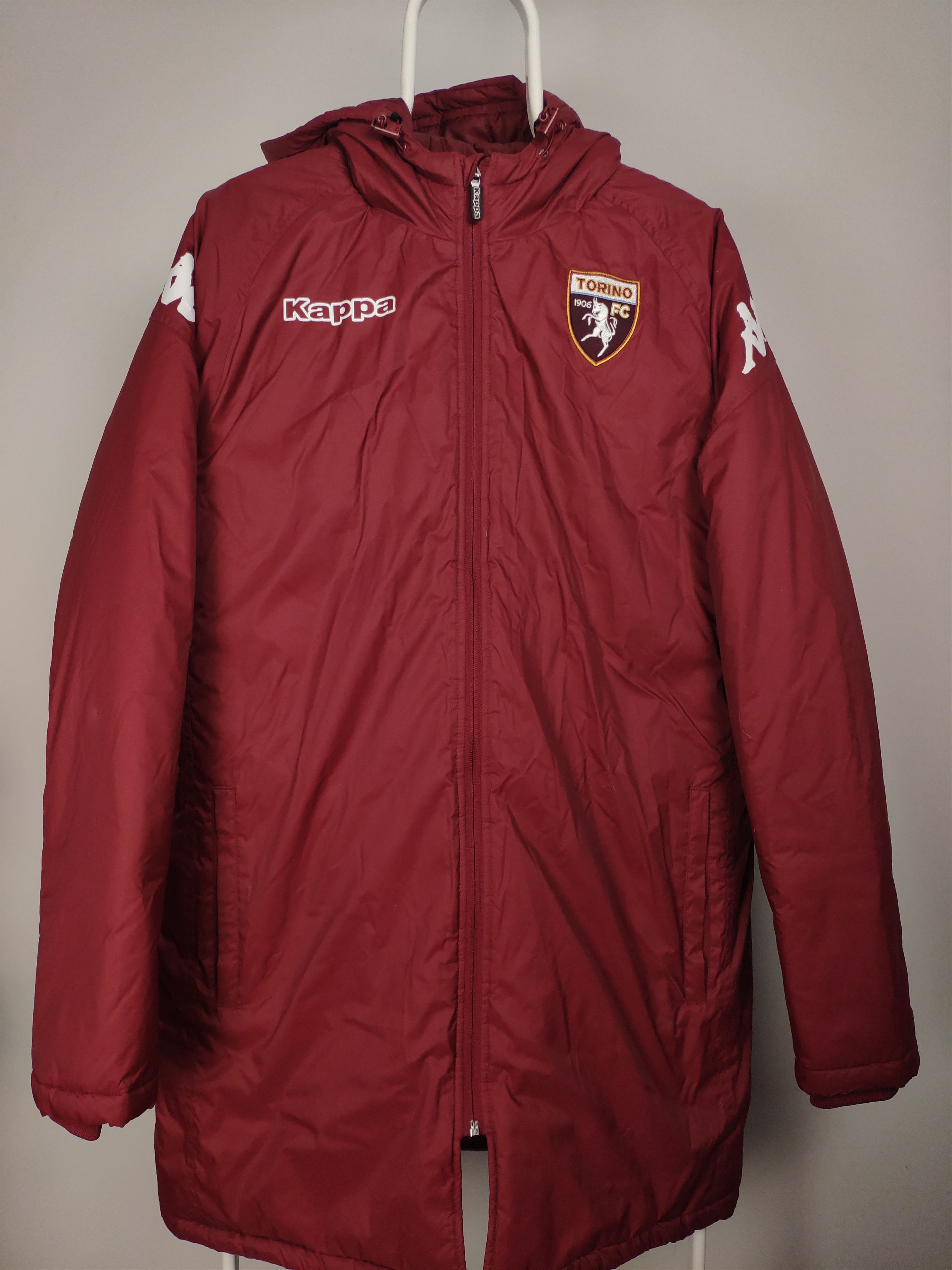 image of Torino Kappa Puffer Parka Jacket Burgundy Football Calcio, Men's (Size XL)