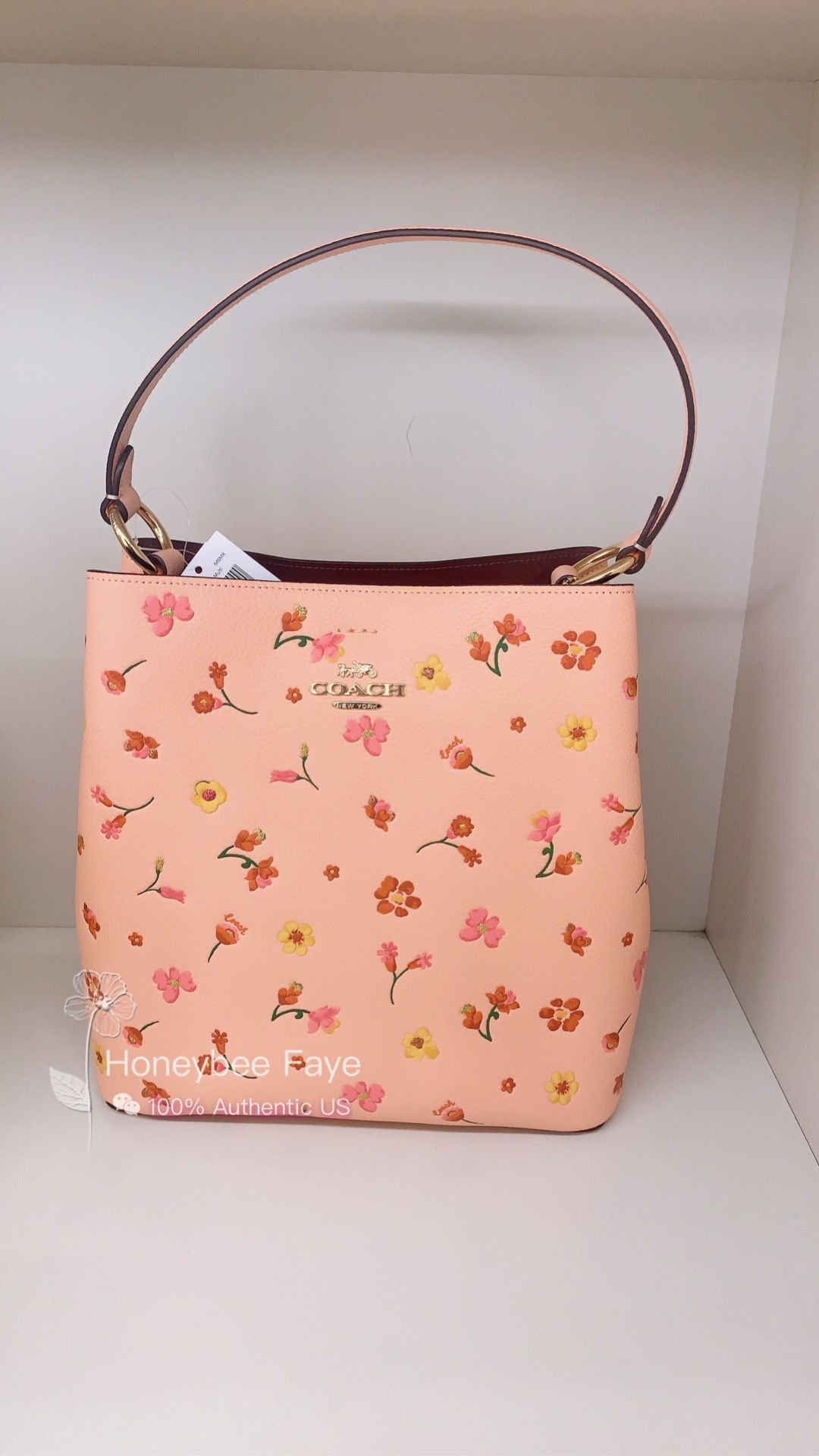 COACH Small Town Bucket Bag With Heart Floral Print