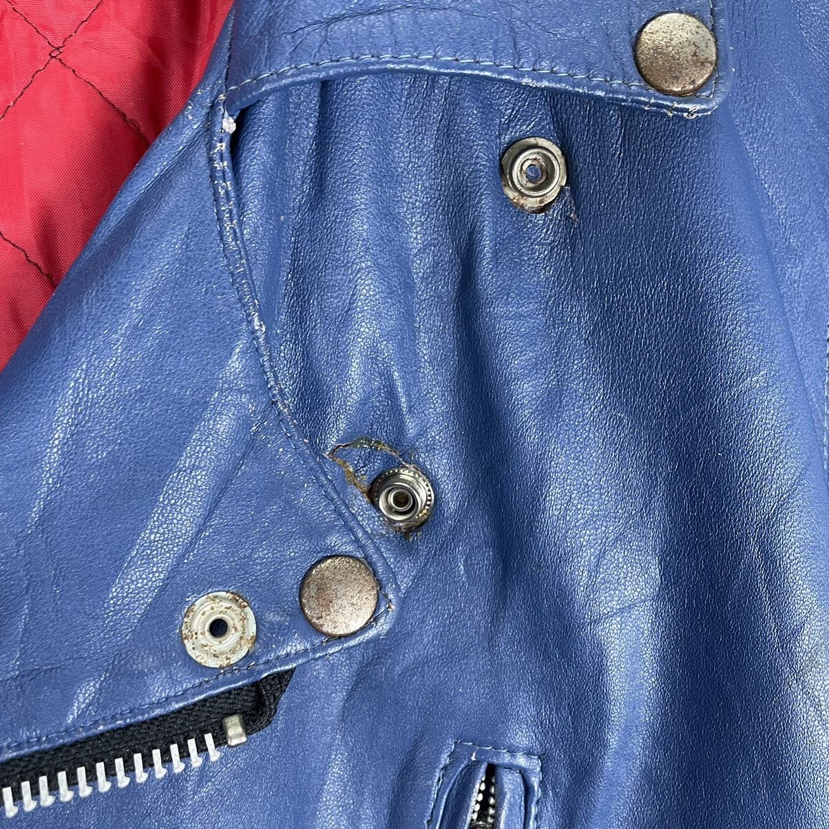 Genuine Leather ☀️ENGLAND REAL LEATHER BIKERS DOUBLE COLLAR JACKET Size US M / EU 48-50 / 2 - 5 Thumbnail