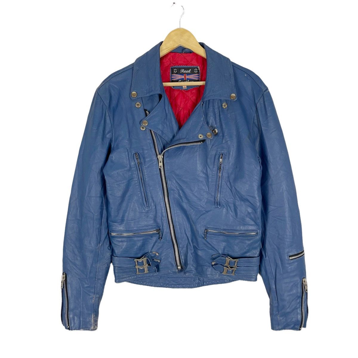 ☀️ENGLAND REAL LEATHER BIKERS DOUBLE COLLAR JACKET