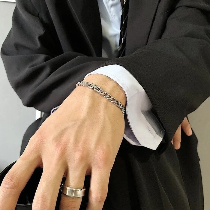 Jewelry × Vintage Fashion Silver Titanium Steel Men's Bracelet Size ONE SIZE - 4 Thumbnail