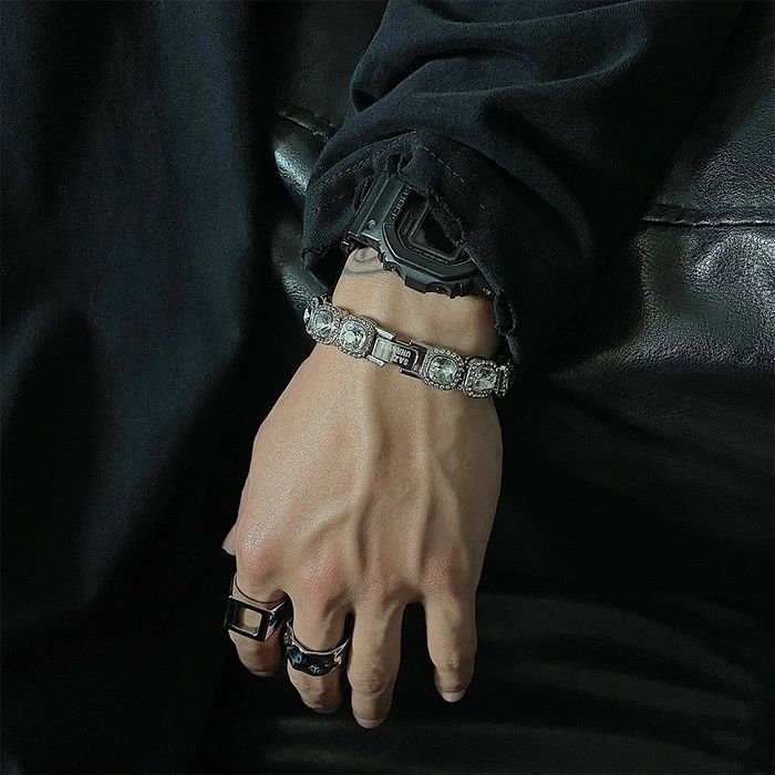 Jewelry × Vintage Fashion Square Beads Hip Hop Men's Bracelet Size ONE SIZE - 1 Thumbnail