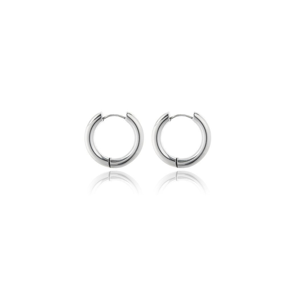 Jewelry × Vintage Trendy Punk Titanium Round Earrings Size ONE SIZE - 1 Preview