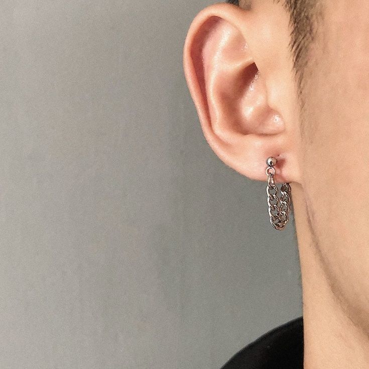 Jewelry × Vintage Fashion Men's Chain Stud Earrings Size ONE SIZE - 2 Thumbnail
