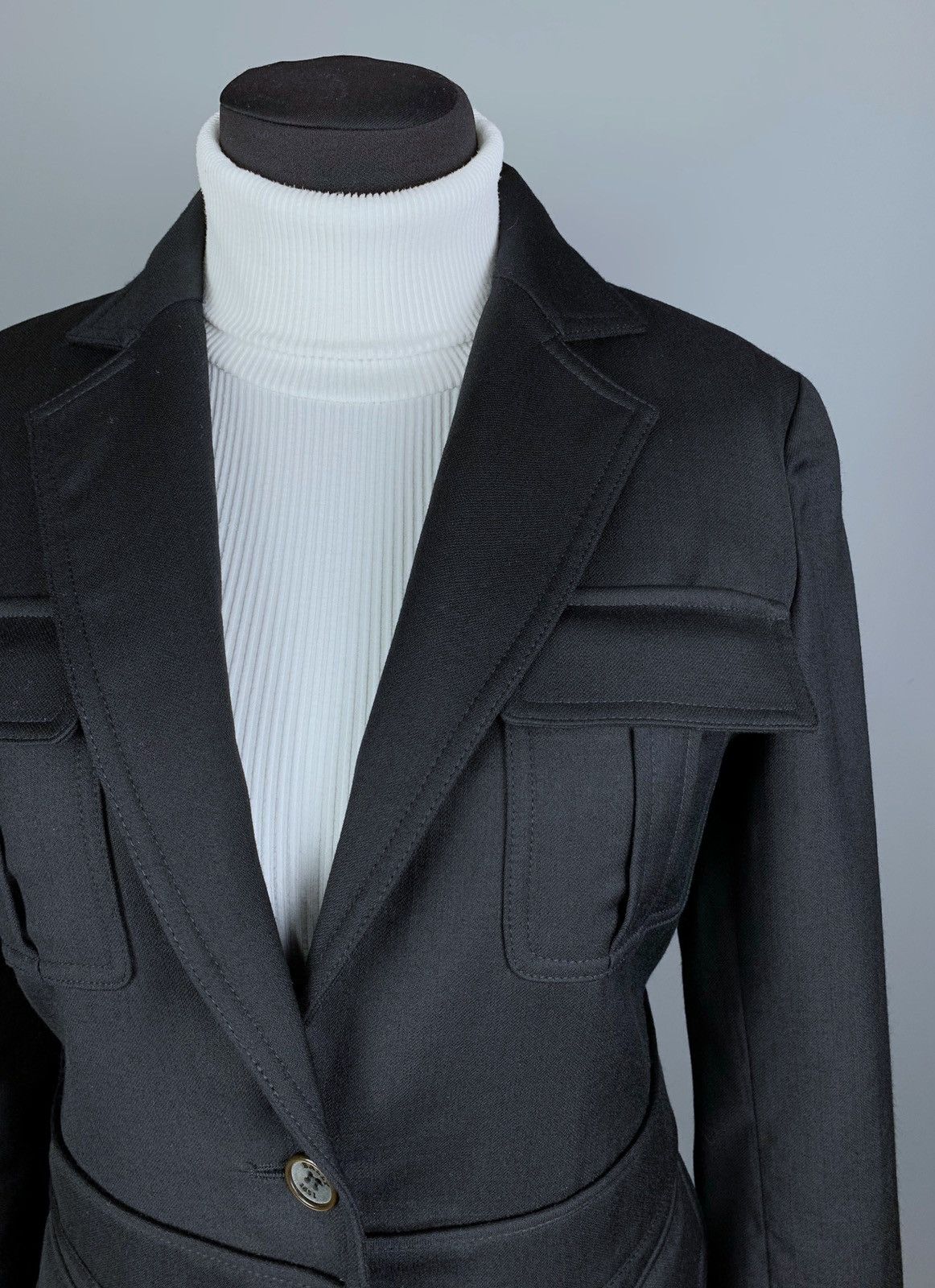 Bally Women's BALLY Black Wool Pocket Blazer Jacket Size US 8 Size M / US 6-8 / IT 42-44 - 2 Thumbnail
