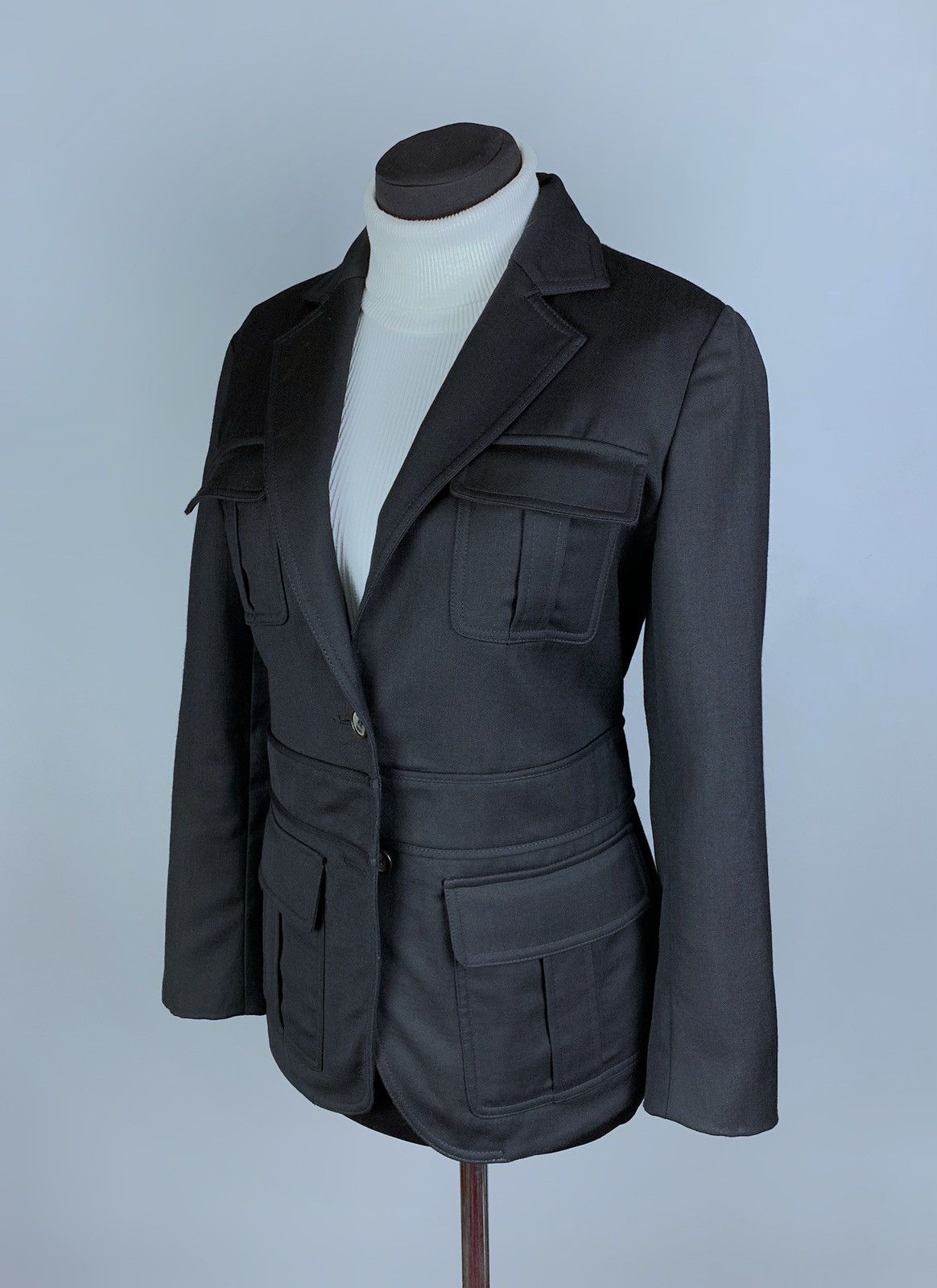 Bally Women's BALLY Black Wool Pocket Blazer Jacket Size US 8 Size M / US 6-8 / IT 42-44 - 3 Thumbnail
