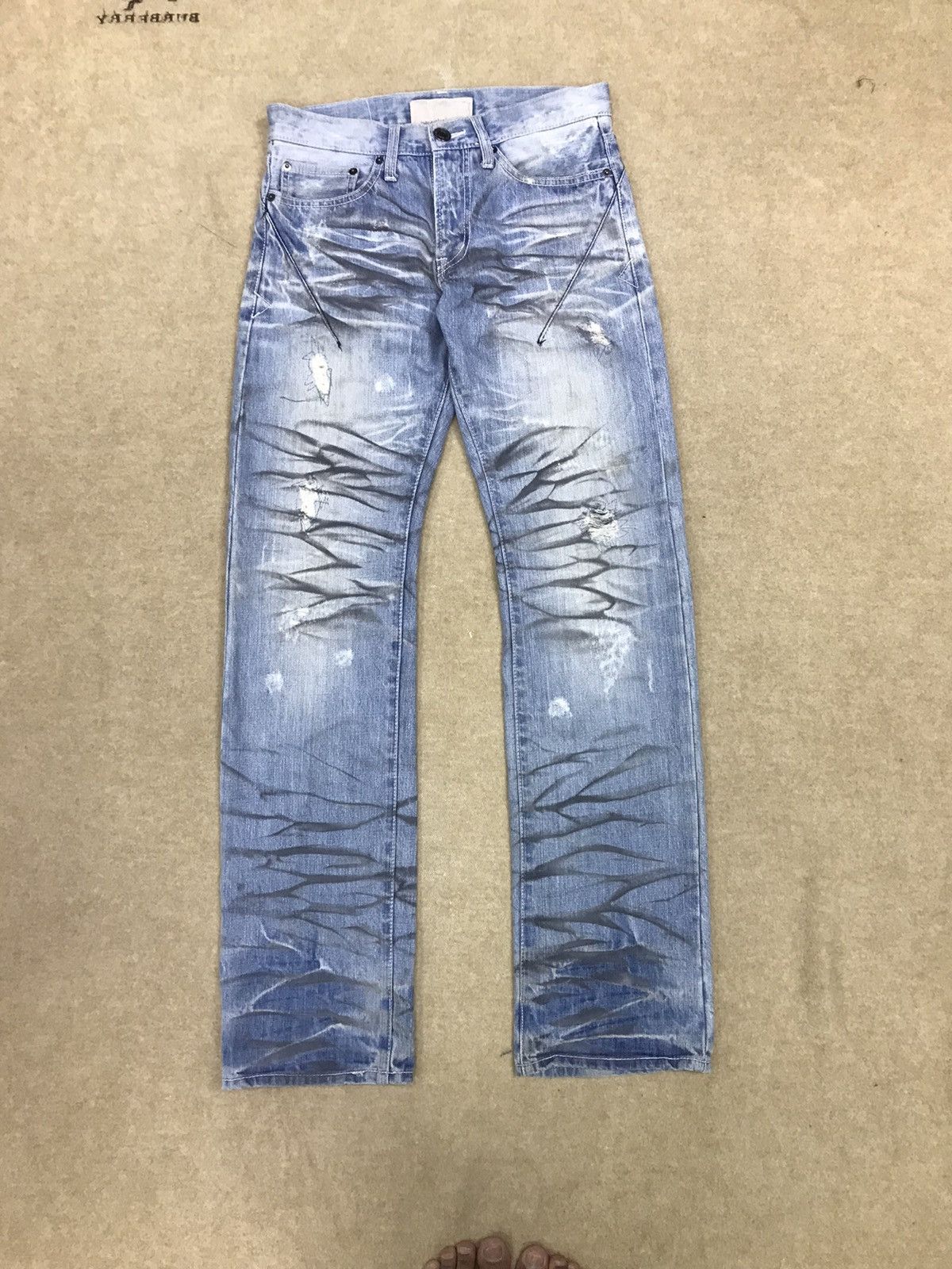 Japanese Brand Rare 🔥Neutral Infinity Distressed Smoke Dirty Wash Denim Size US 30 / EU 46 - 18 Thumbnail