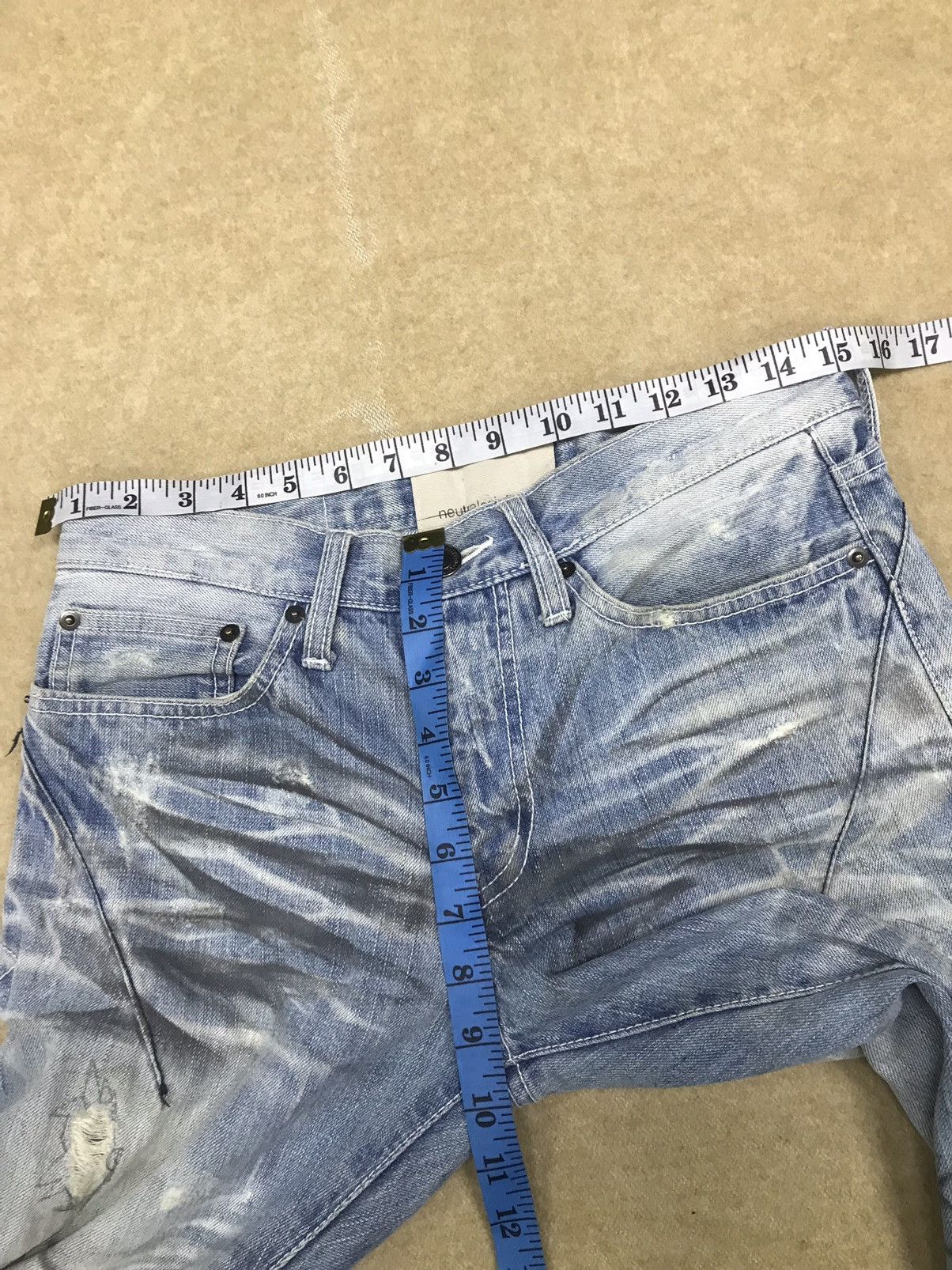 Japanese Brand Rare 🔥Neutral Infinity Distressed Smoke Dirty Wash Denim Size US 30 / EU 46 - 14 Thumbnail