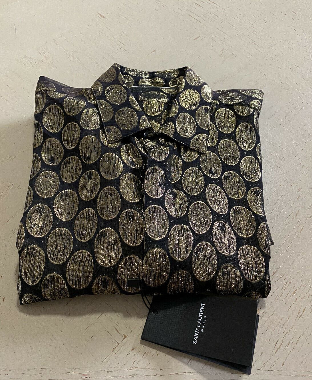 Saint Laurent Paris RARE Shirt in Black & Gold Size US M / EU 48-50 / 2 - 3 Thumbnail