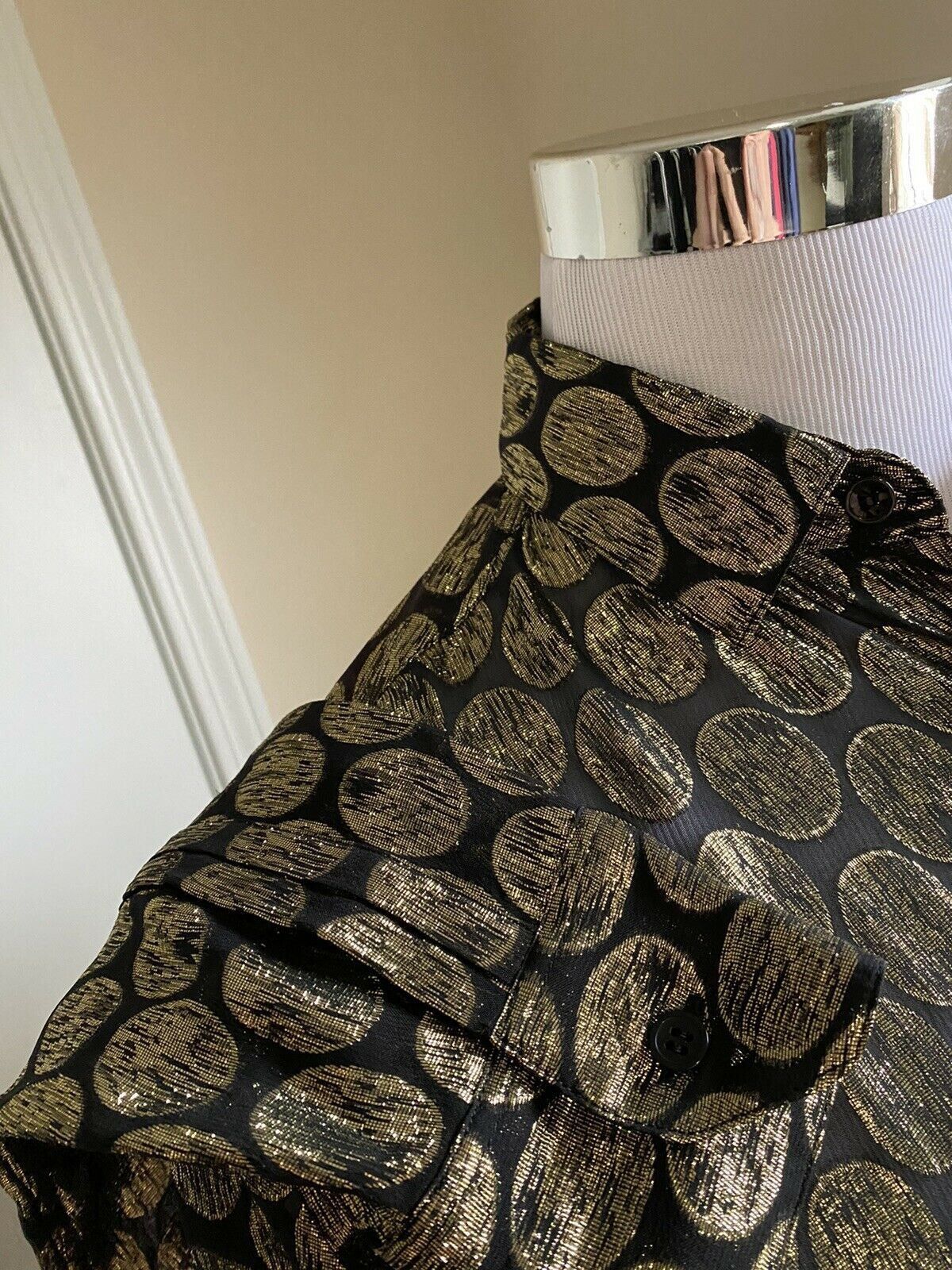 Saint Laurent Paris RARE Shirt in Black & Gold Size US M / EU 48-50 / 2 - 7 Thumbnail