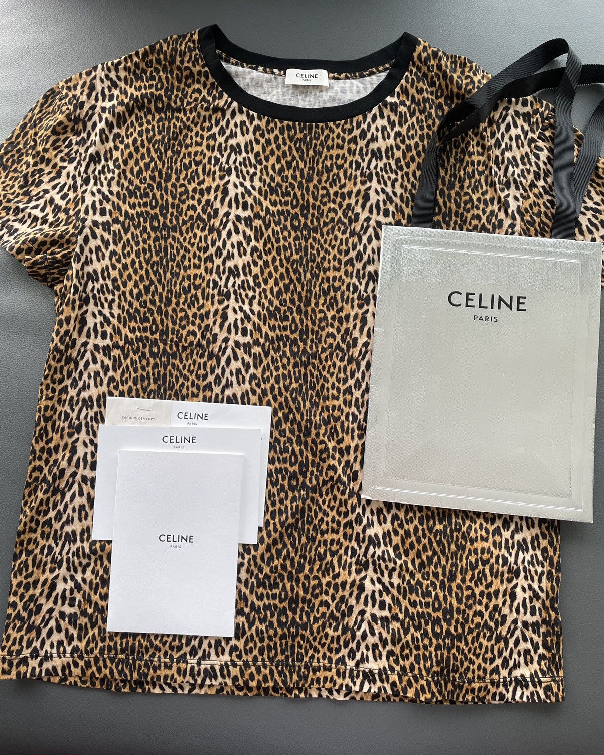 Celine × Hedi Slimane Rare Brand New Classic Hedi Runway Col Rond Leopard Shirt Size US L / EU 52-54 / 3 - 18 Thumbnail