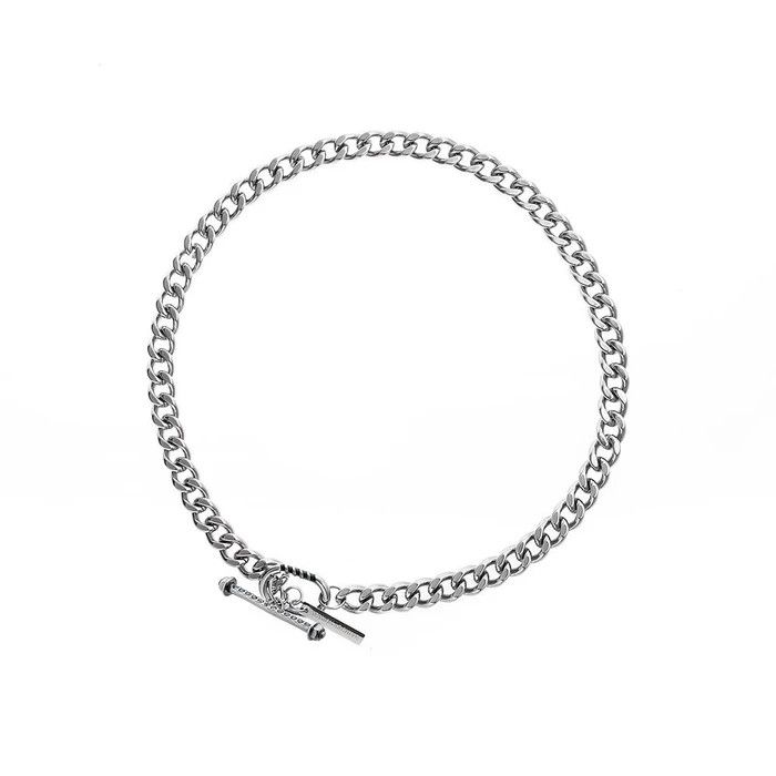 Jewelry × Vintage Fashion titanium steel word buckle clavicle chain Size ONE SIZE - 3 Thumbnail
