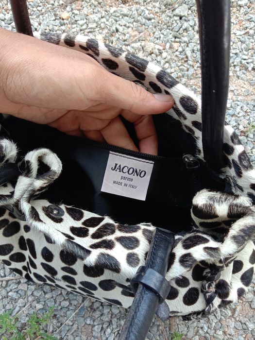 Bag Jacono Parma Leopard Black & White Designer Made In Italy