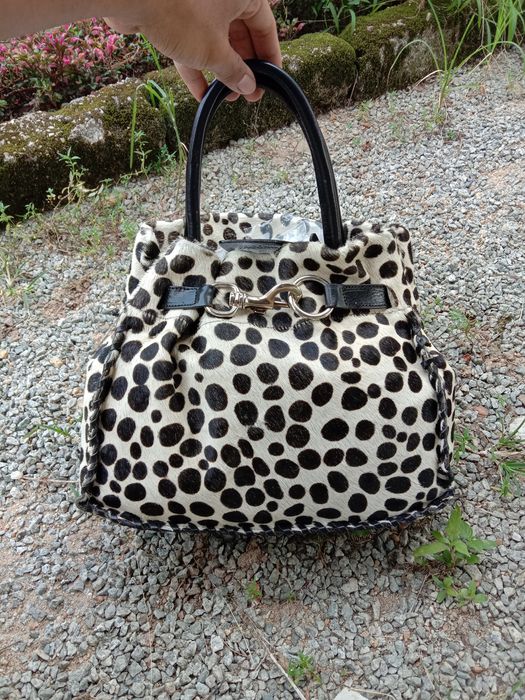 Bag Jacono Parma Leopard Black & White Designer Made In Italy