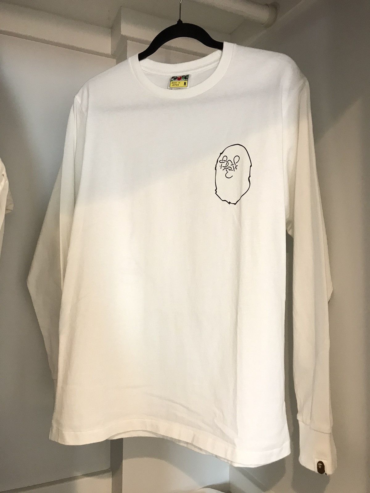 Bape cursive logo longsleeve tee White size M