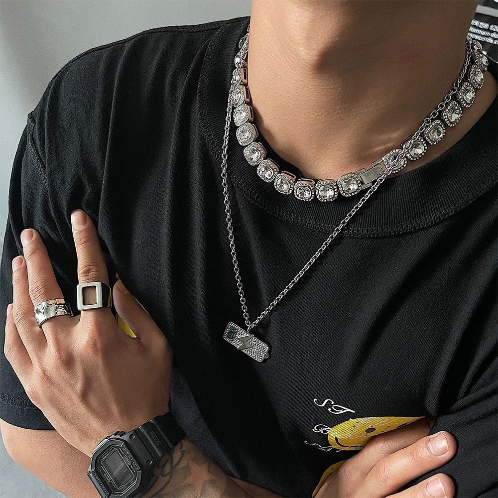 Jewelry × Vintage Hip Hop Square Shiny Fashion Necklace Size ONE SIZE - 1 Thumbnail