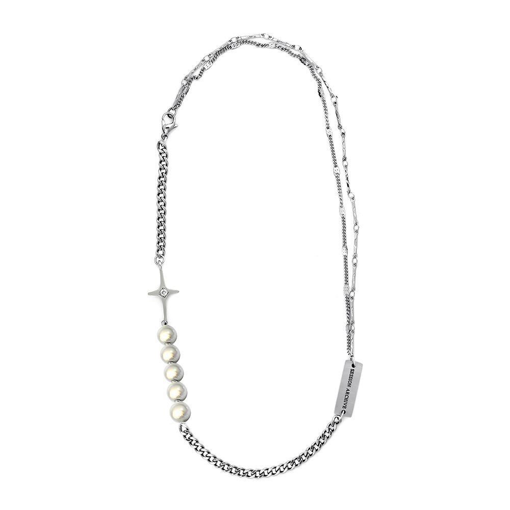Jewelry × Vintage Fashion Reflective Pearl Couple Clavicle Chain Size ONE SIZE - 4 Thumbnail