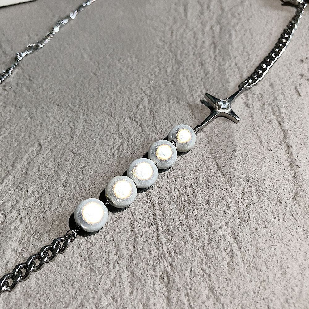 Jewelry × Vintage Fashion Reflective Pearl Couple Clavicle Chain Size ONE SIZE - 3 Thumbnail
