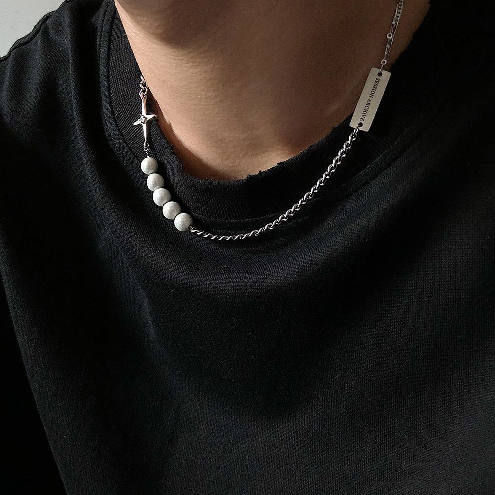 Jewelry × Vintage Fashion Reflective Pearl Couple Clavicle Chain Size ONE SIZE - 2 Thumbnail