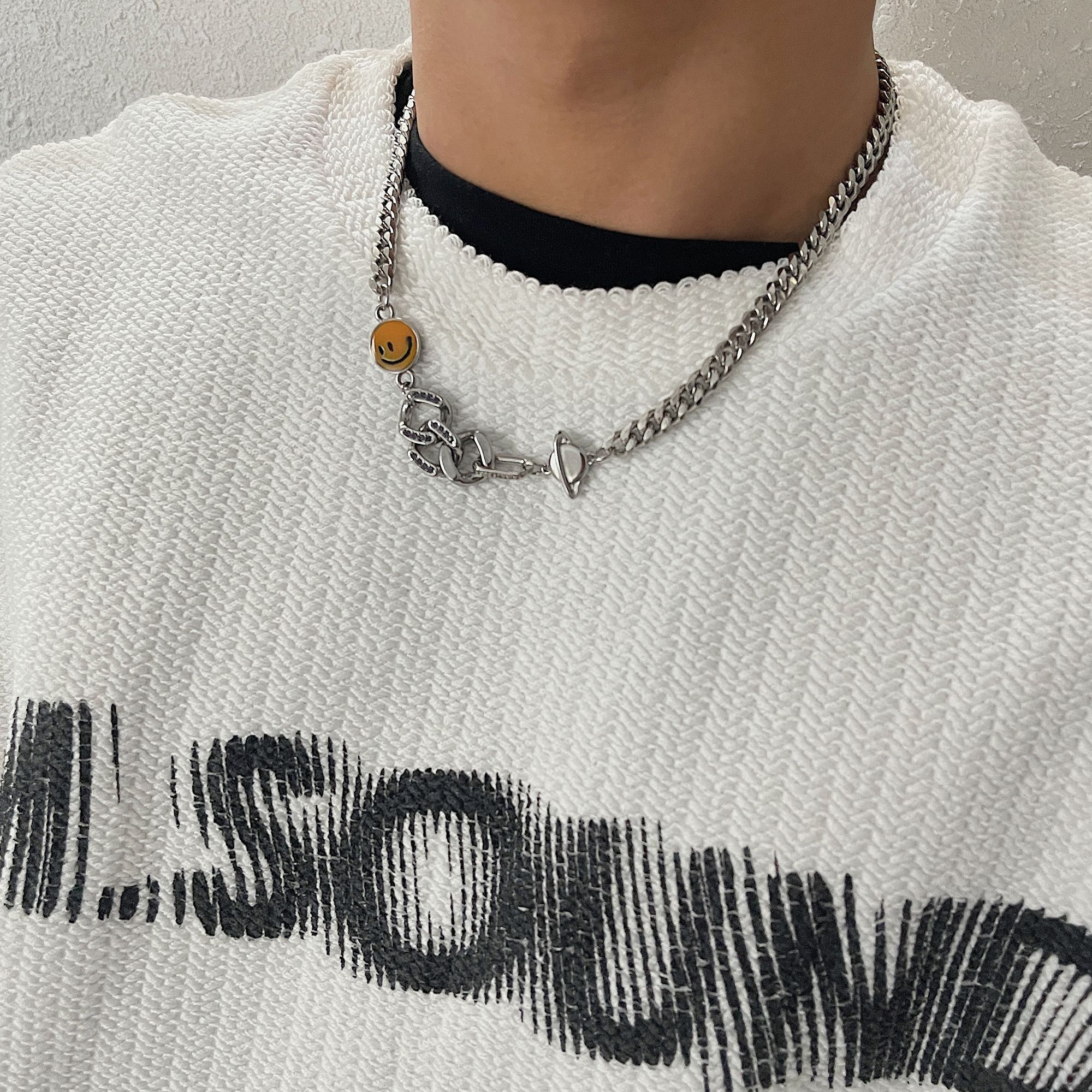 Jewelry × Vintage Fashion Smiley Pendant Planet Stitching Necklace Size ONE SIZE - 1 Thumbnail