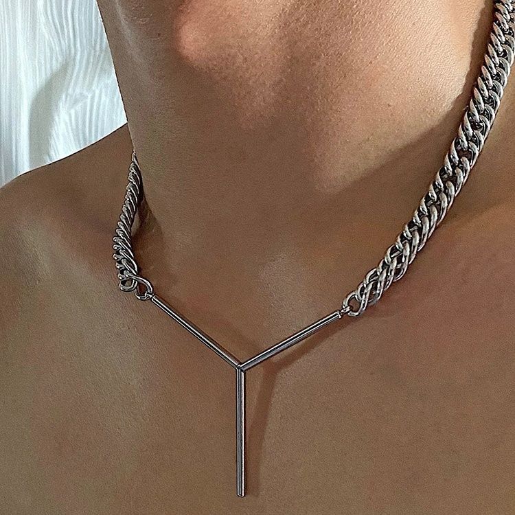 Jewelry × Vintage Fashion Silver Y Letter Pendant Clavicle Chain Size ONE SIZE - 2 Thumbnail
