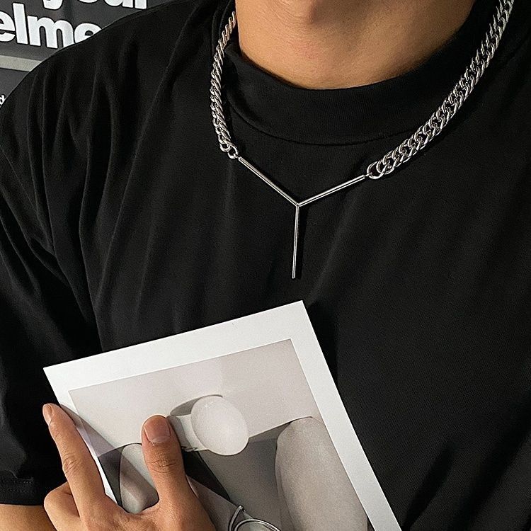 Jewelry × Vintage Fashion Silver Y Letter Pendant Clavicle Chain Size ONE SIZE - 3 Thumbnail