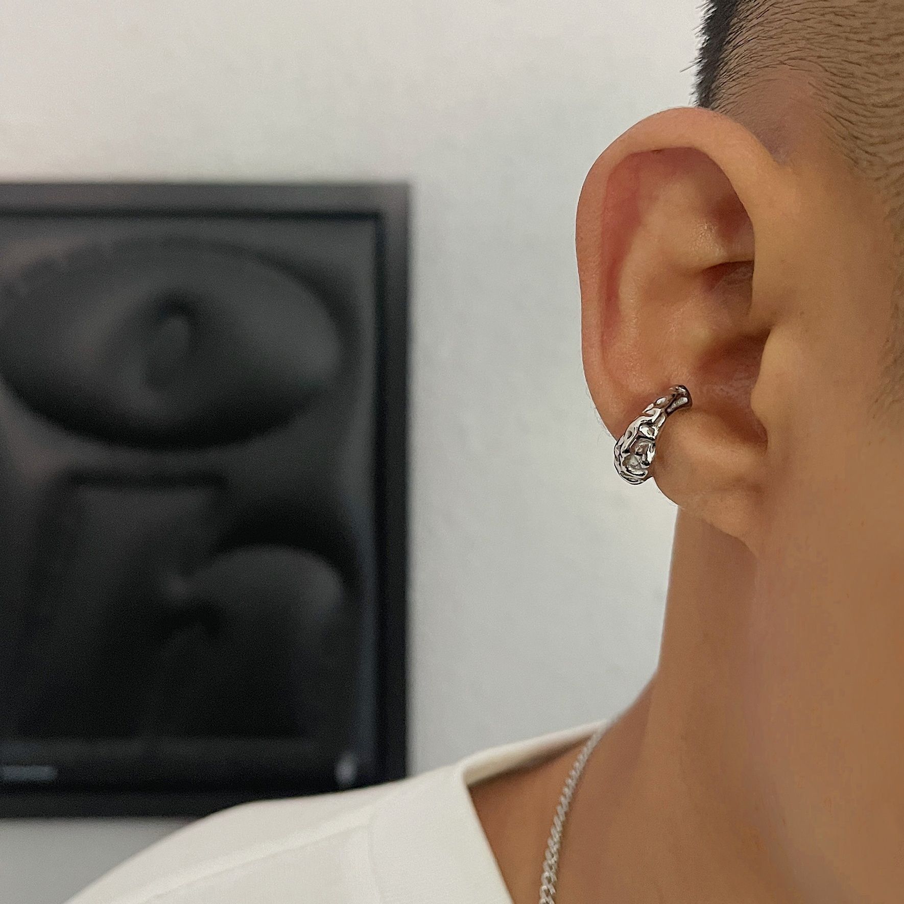 Jewelry × Vintage Fashion Irregular Shape Couple Ear Clips Size ONE SIZE - 2 Thumbnail