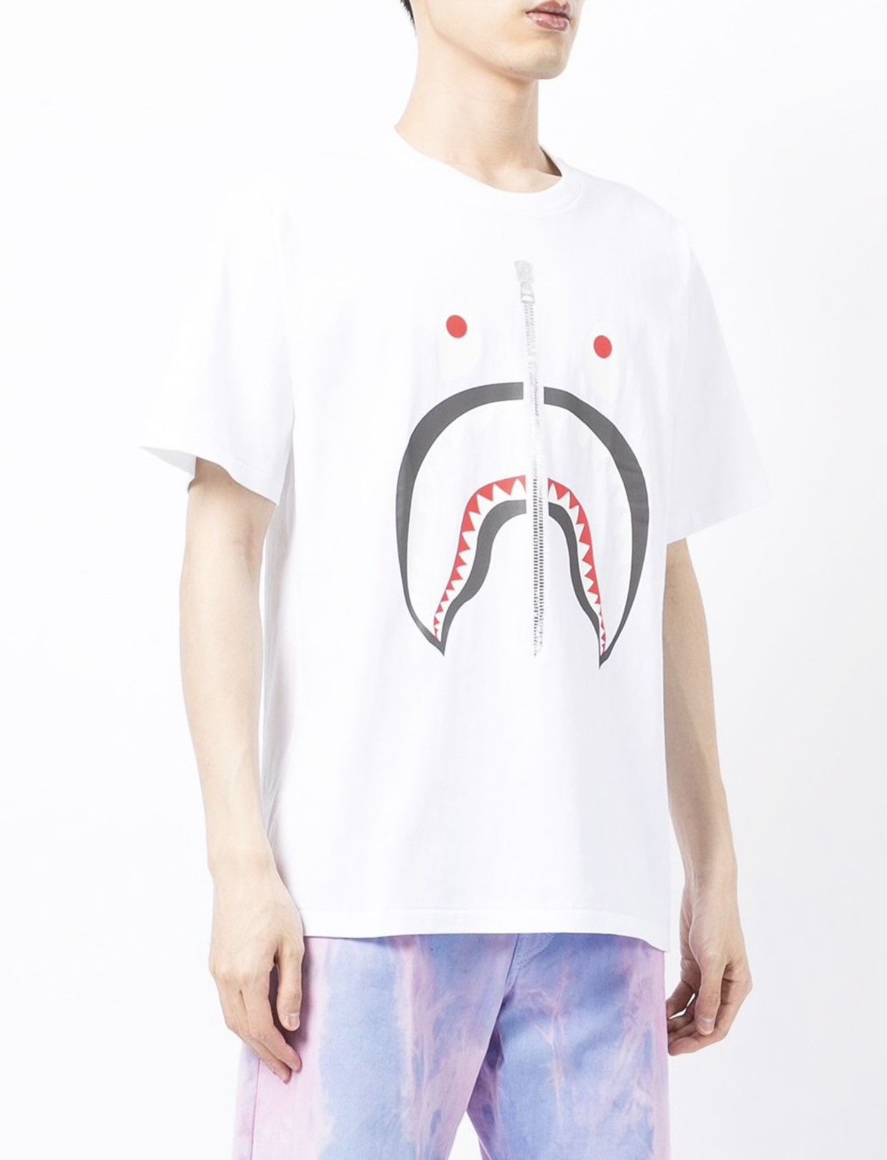 image of Bape Shark Tee in White, Men's (Size Medium)