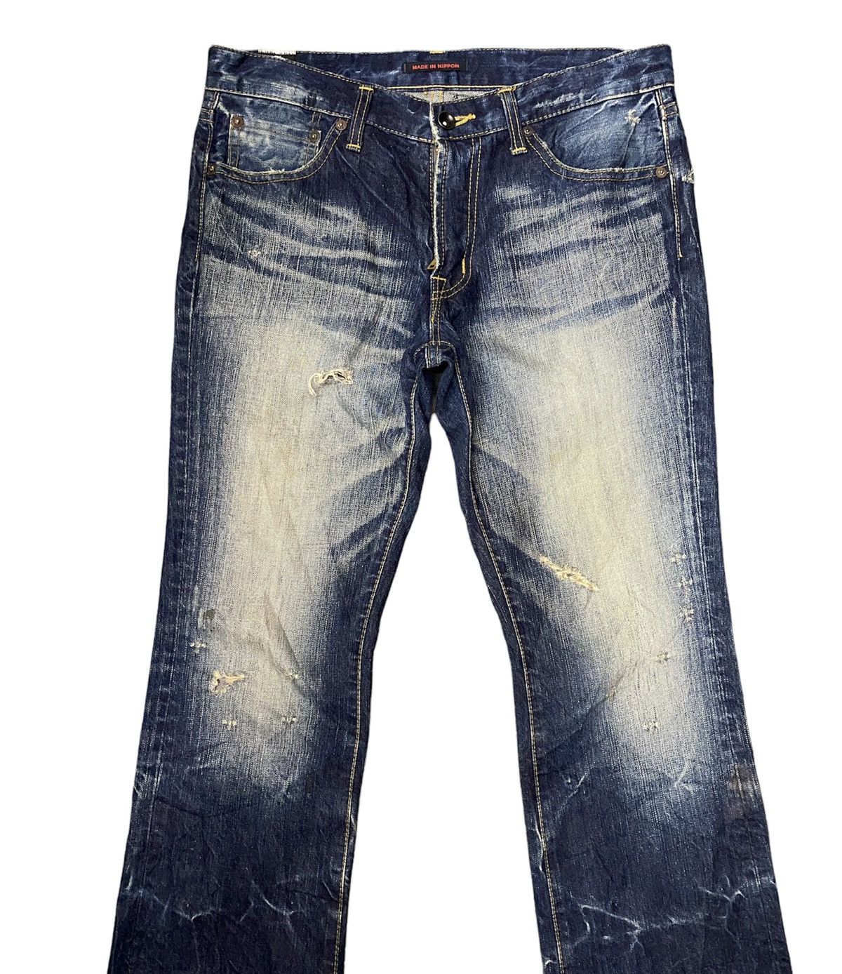 Japanese Brand Distressed BLUE WAY Men’s Flare Bottom Jeans Size US 32 / EU 48 - 5 Thumbnail