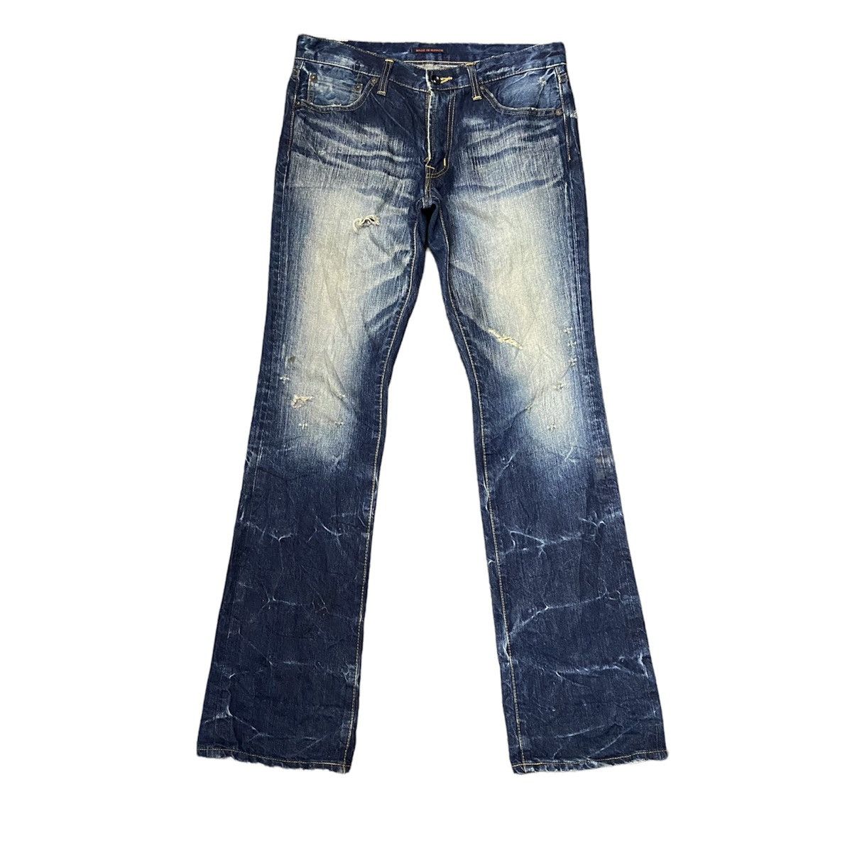 Japanese Brand Distressed BLUE WAY Men’s Flare Bottom Jeans Size US 32 / EU 48 - 1 Thumbnail