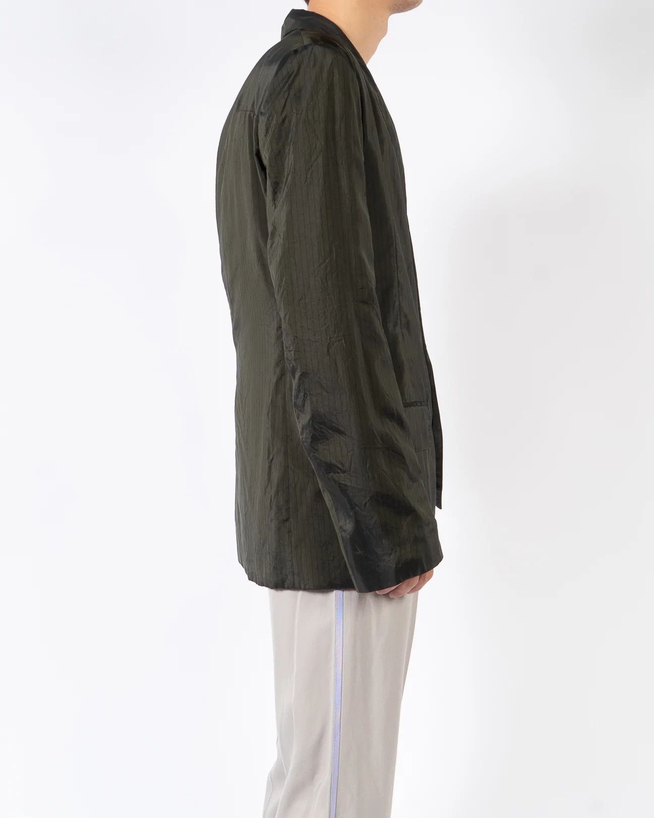Haider Ackermann SS18 Green Striped Back Drape Blazer Size US S / EU 44-46 / 1 - 3 Thumbnail