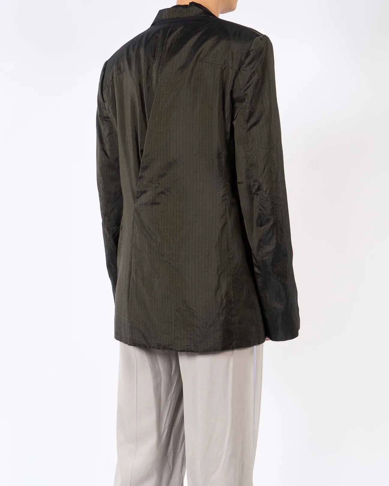 Haider Ackermann SS18 Green Striped Back Drape Blazer Size US S / EU 44-46 / 1 - 4 Thumbnail