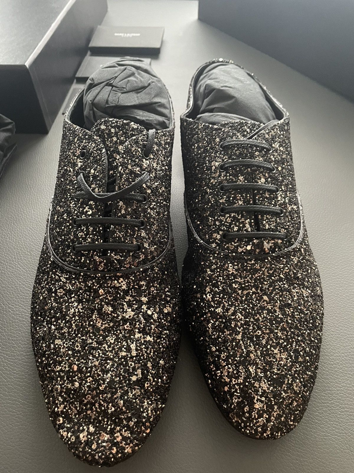 Saint Laurent Paris $1,250 BrandNew Super Rare Runway Glitter Galaxy Laceup Shoe Size US 11 / EU 44 - 4 Thumbnail