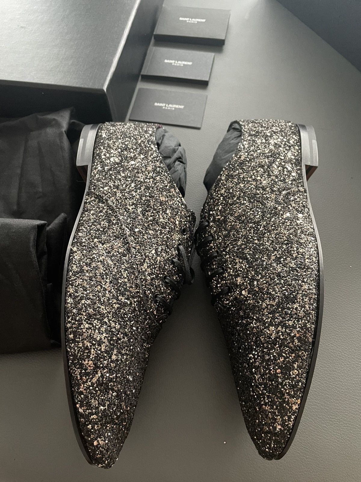 Saint Laurent Paris $1,250 BrandNew Super Rare Runway Glitter Galaxy Laceup Shoe Size US 11 / EU 44 - 21 Thumbnail