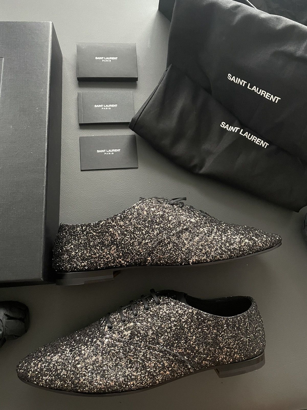 Saint Laurent Paris $1,250 BrandNew Super Rare Runway Glitter Galaxy Laceup Shoe Size US 11 / EU 44 - 11 Thumbnail
