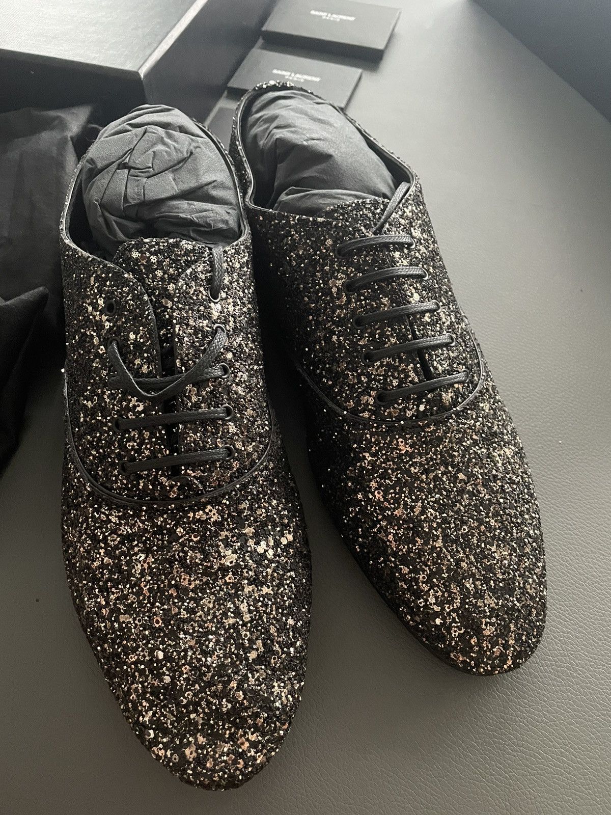 Saint Laurent Paris $1,250 BrandNew Super Rare Runway Glitter Galaxy Laceup Shoe Size US 11 / EU 44 - 2 Thumbnail