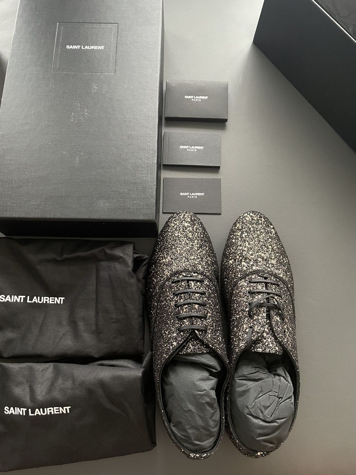 Saint Laurent Paris $1,250 BrandNew Super Rare Runway Glitter Galaxy Laceup Shoe Size US 11 / EU 44 - 13 Thumbnail