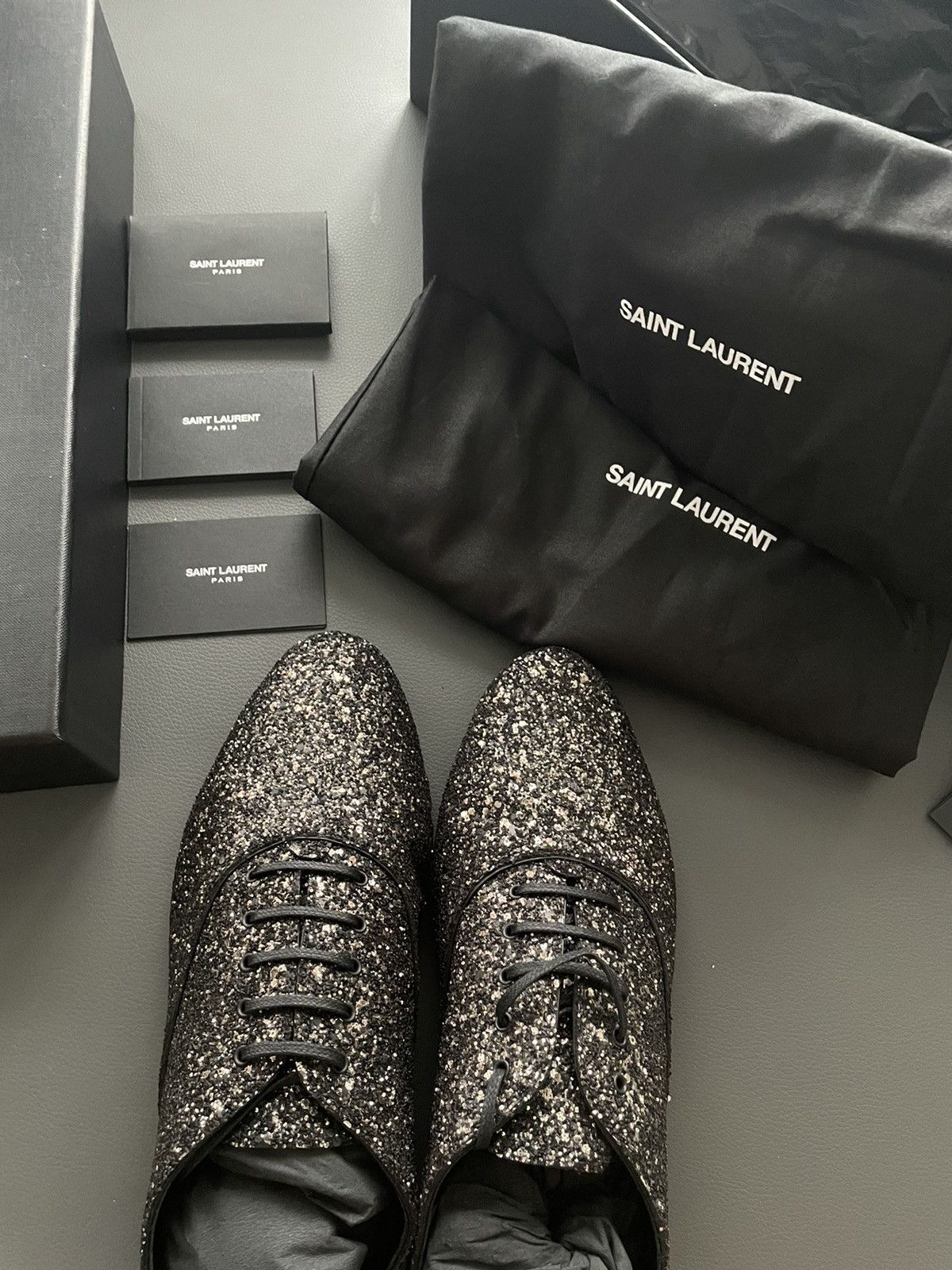 Saint Laurent Paris $1,250 BrandNew Super Rare Runway Glitter Galaxy Laceup Shoe Size US 11 / EU 44 - 1 Thumbnail