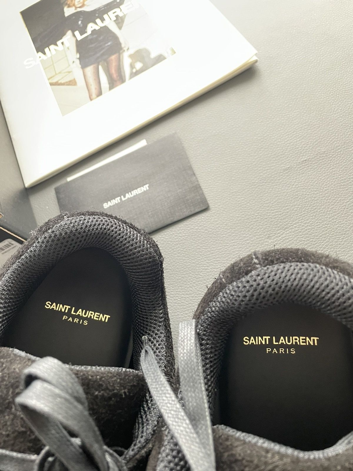 Hedi Slimane × Saint Laurent Paris × Yves Saint Laurent Rare Brand New Super Runway Jump Suede Logo Leather Sneaker Size US 12 / EU 45 - 6 Thumbnail