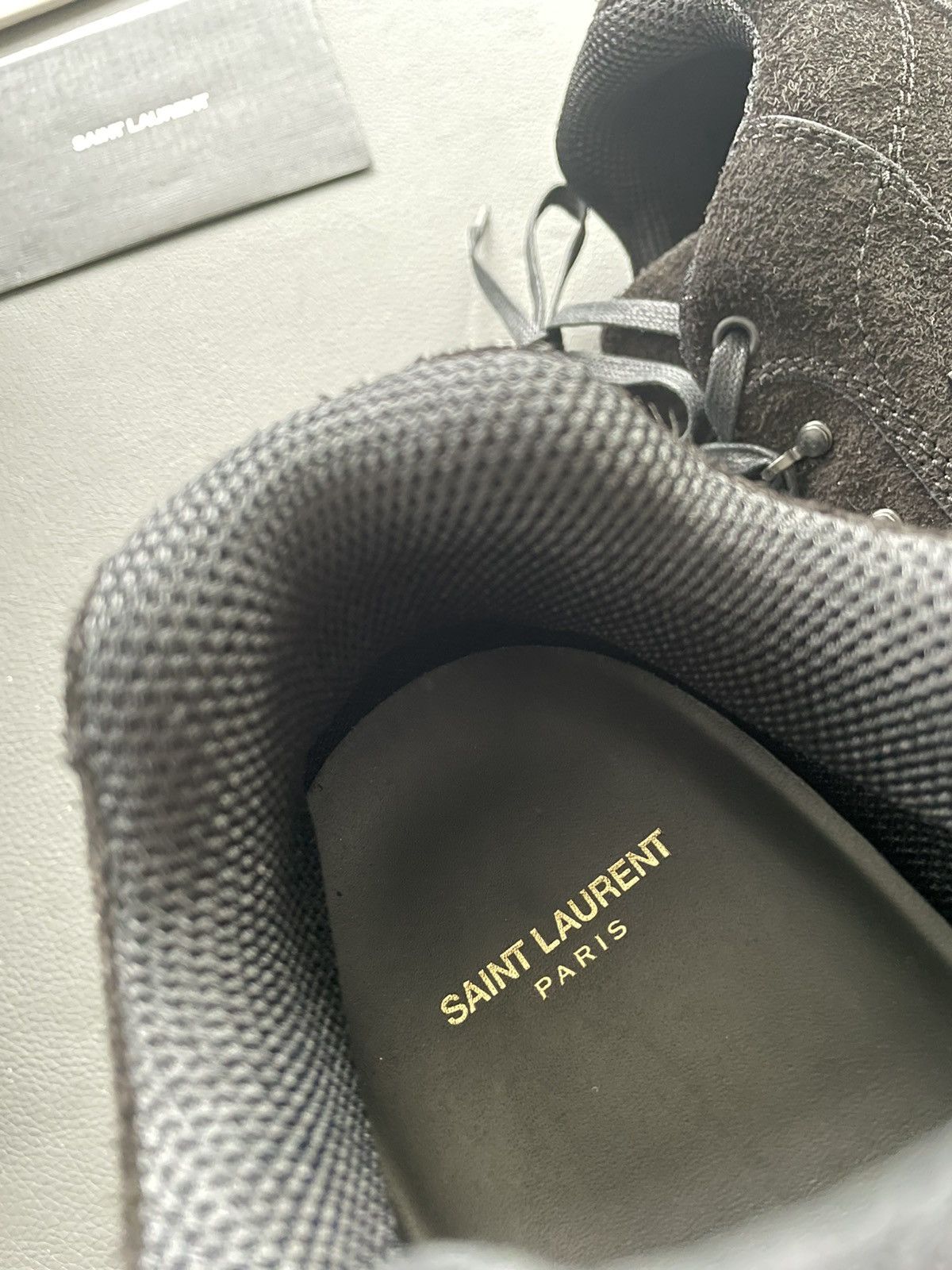 Hedi Slimane × Saint Laurent Paris × Yves Saint Laurent Rare Brand New Super Runway Jump Suede Logo Leather Sneaker Size US 12 / EU 45 - 9 Thumbnail