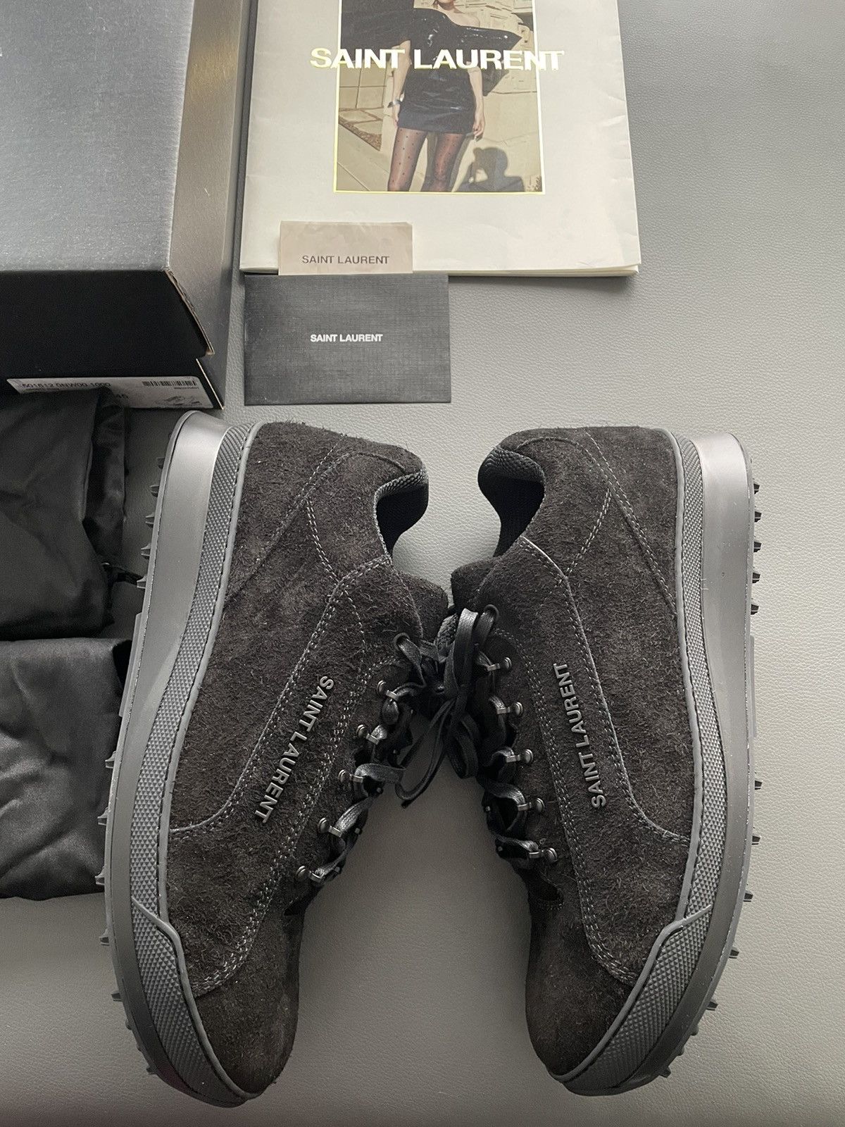Hedi Slimane × Saint Laurent Paris × Yves Saint Laurent Rare Brand New Super Runway Jump Suede Logo Leather Sneaker Size US 12 / EU 45 - 12 Thumbnail