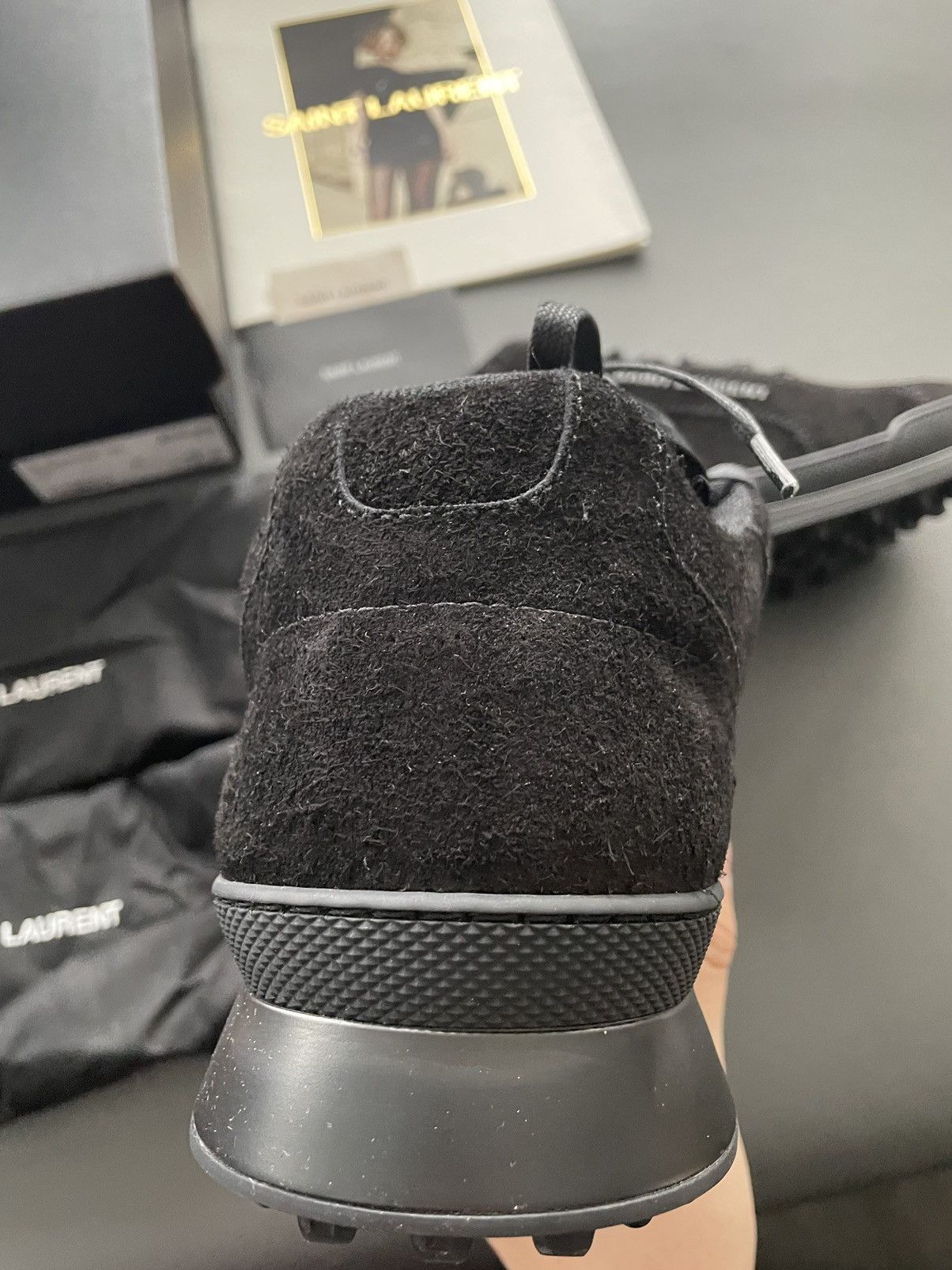 Hedi Slimane × Saint Laurent Paris × Yves Saint Laurent Rare Brand New Super Runway Jump Suede Logo Leather Sneaker Size US 12 / EU 45 - 15 Thumbnail
